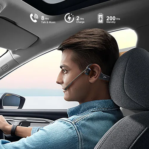 Vista 5 de MAIRDI Auriculares de conducción ósea abierta Bluetooth con micrófono con cancelación de ruido, auriculares Bluetooth inalámbricos con micrófono