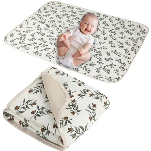 Vista 13 de Cambiador de pañales para bebé, 19.7"x25.6" forros impermeables para cambiador con parte superior frontal de algodón 100% muselina y parte trasera