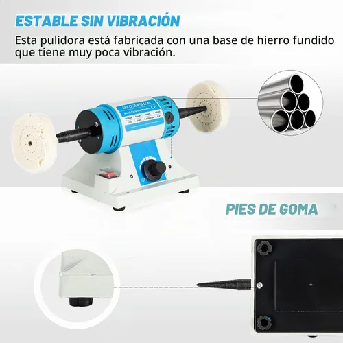 Vista 5 de BAOSHISHAN - Amortiguador de banco de velocidad variable con 3 tipos de ruedas de pulido
