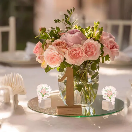 Vista 5 de 10 soportes de madera para tarjetas, soportes de madera para números de mesa, soportes para fotos, para boda, fiesta, decoración, exhibición de fotos