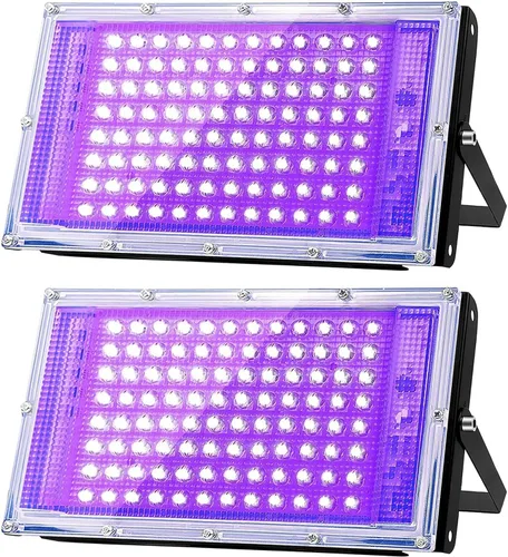Vista 10 de Luz LED negra de 100 W, potente foco UV, IP66, lámpara UV de 395 nm para Navidad, fiesta de Halloween (1 unidad)