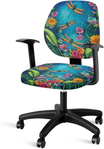Vista 11 de Funda para silla de oficina con diseño de mariposa de 2 piezas, fundas para silla de juegos, bonitas fundas transpirables para silla de escritorio