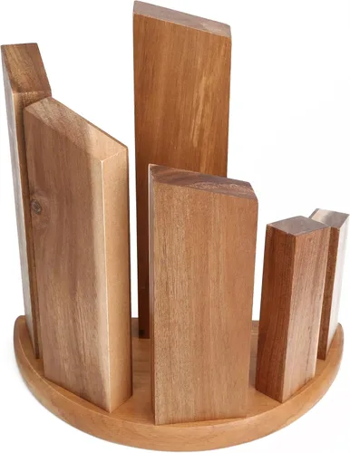 Vista 4 de Resafy Bloque magnético para cuchillos para encimera, soporte de madera de doble cara con imanes fuertes, ahorro de espacio hasta 14 cuchillos