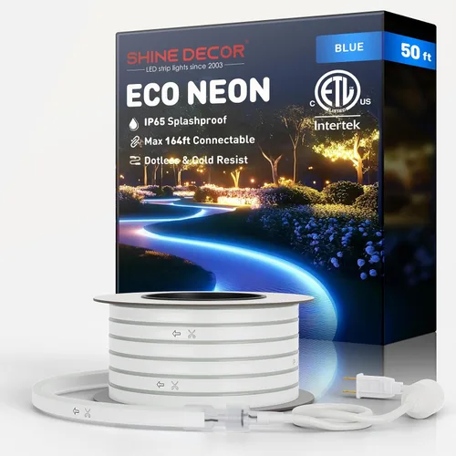 Vista 41 de Shine Decor Tira de luces LED AC 120V, cuerda de neón eco de 120 LED/m sin puntos, conectable y cortable, IP65 impermeable y resistente al clima