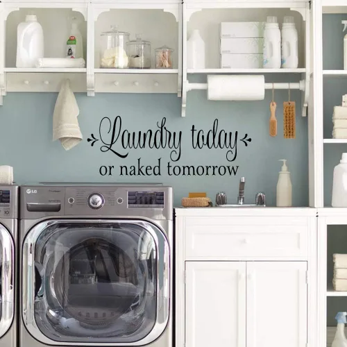 Vista 4 de ZSSZ - Adhesivo decorativo para la pared con texto en inglés "Laundry Today or Naked Tomorrow