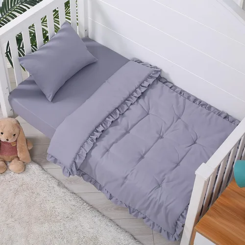 Vista 8 de JISEN Juego de cama de cuna de 3 piezas para bebés, niños y niñas, color Oso
