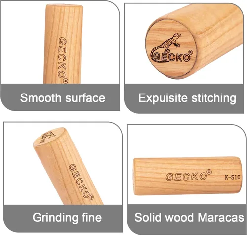 Vista 4 de GECKO Maracas - Martillo de arena, instrumento de percusión, maracas naturales de madera para adultos, utilizado en actuaciones en vivo