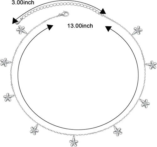 Vista 6 de Gargantilla de plata esterlina DAOCHONG con colgante, cadena de disco para mujer y chica, de 33cm + 7,6cm