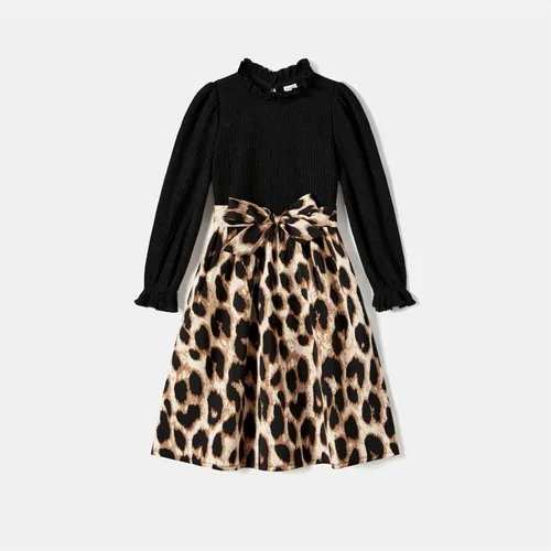 Vista 3 de PATPAT Mommy and Me - Trajes a juego de manga larga, vestido casual negro, traje de otoño, ropa a juego para niñas y mujeres