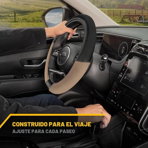 Vista 3 de Caterpillar Funda para volante ergonómica de dos tonos, agarre de piel suave.