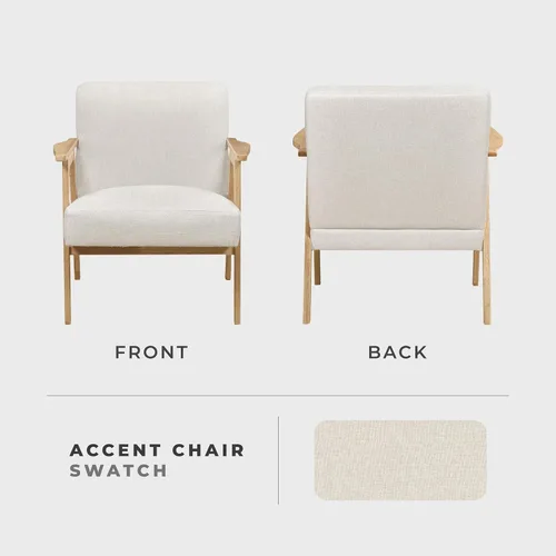 Vista 4 de Lexicon Silla decorativa moderna de mediados de siglo,Marco de madera Beige
