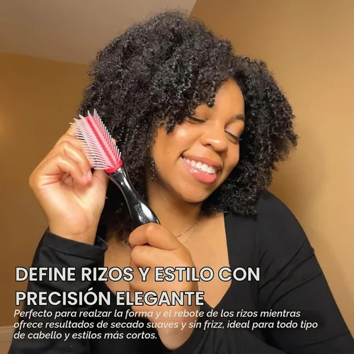 Vista 5 de Denman Mini Curl & Blow-Dry Styling Brush – Define Curls, Smooth Frizz & Style Short Hair with Precision, D14 Floral Fantasy (Floral Fantasy)