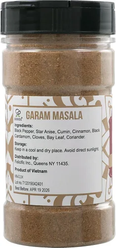 Vista 9 de Soeos Garam Masala, 3.2 oz (90 g), especias en polvo Garam Masala, todo natural, vegano, sin colores, Kosher, mezcla india de 8 especias, condimento