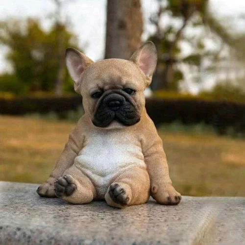 Vista 6 de Yosoo Estatua de perro, estatua de bulldog francés, escultura de animales de jardín para decoración de jardín, césped al aire libre, gnomo, patio
