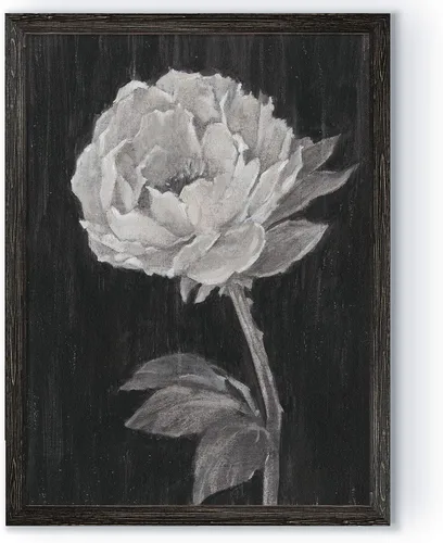 Vista 21 de Renditions Gallery- Lienzo enmarcado con flores blancas y negras Flores blancas y negras 1 juego/marco negro