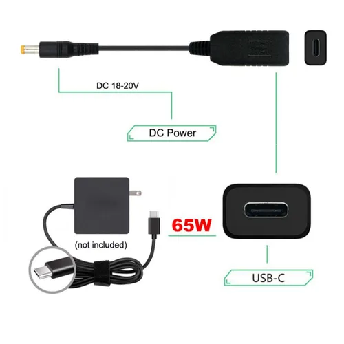 Vista 2 de chenyang Adaptador USB C a CC 20V USB C a 0.157 * 0.067 in Enchufe de alimentación PD 65W Emulador Trigger Cable de carga
