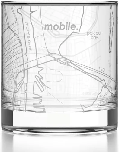Vista 147 de Well Told Vaso de rocas grabado con mapa de Akron, Ohio, cristalería estilo antiguo (325ml, transparente) Vaso de bourbon grabado, regalos