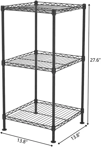 Vista 3 de Lykos Estante de almacenamiento de acero al carbono intercambiable para montaje en el suelo, estante de alambre ajustable, estante de metal, Negro