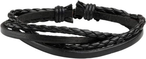 Vista 3 de Eigso Pulsera de cuero sintético con cuentas de madera para hombres y mujeres, tejido hecho a mano, cierre ajustable