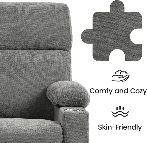 Vista 9 de Mecedora para guardería con reposabrazos ajustables, silla mecedora Gris oscuro