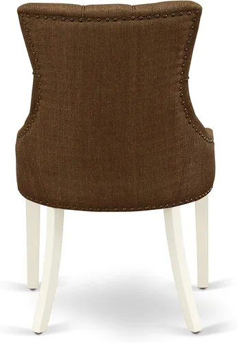 Vista 9 de East West Furniture HLFR3-LWH-18 - Juego de mesa y sillas de cocina de 3 piezas contiene una mesa redonda de comedor con pedestal y 2 sillas Parson