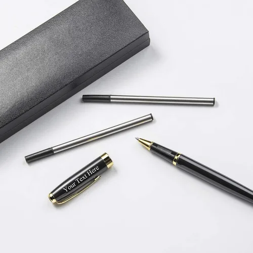 Vista 3 de Bolígrafos personalizados, bolígrafo personalizado con estuche, regalo grabado para hombres, mujeres, profesores, color dorado