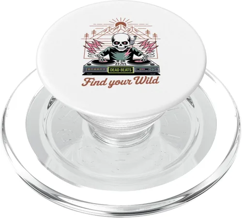 Vista 7 de Dead Beats Skeleton Dj Music Fun Turntables Retro Punk EDM PopSockets Adhesive PopGrip