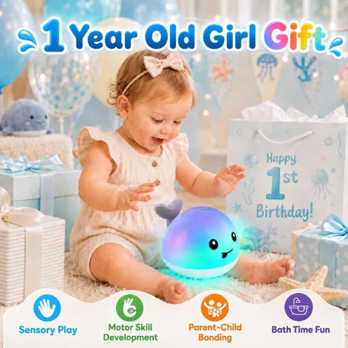 Vista 6 de Gigilli - Juguetes de baño para bebés, juguetes de baño magnéticos recargables para niños, bañera para niños pequeños, piscina, mesa de agua