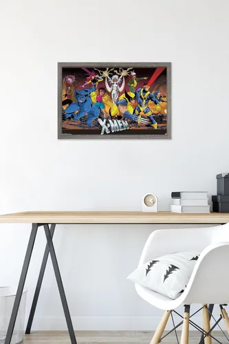 Vista 6 de Trends International Marvel Comics - Póster de pared de grupo de The X-Men, 14.725 x 22.375 pulgadas, versión enmarcada de madera de granero