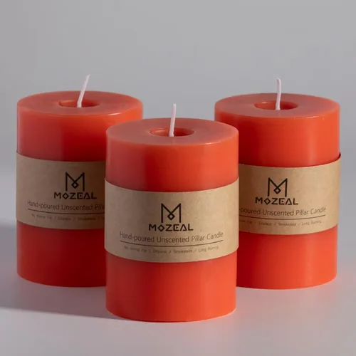 Vista 36 de MOZEAL Juego de 3 velas sin perfume vertidas a mano de 3 x 6 pulgadas, velas tipo pilar sin goteo, combustión de larga duración, aproximadamente 120