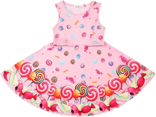 Vista 3 de LaBeca - Vestido sin mangas o de manga larga para niñas, vestidos casuales con diseño de unicornio o sirena para niñas pequeñas o grandes