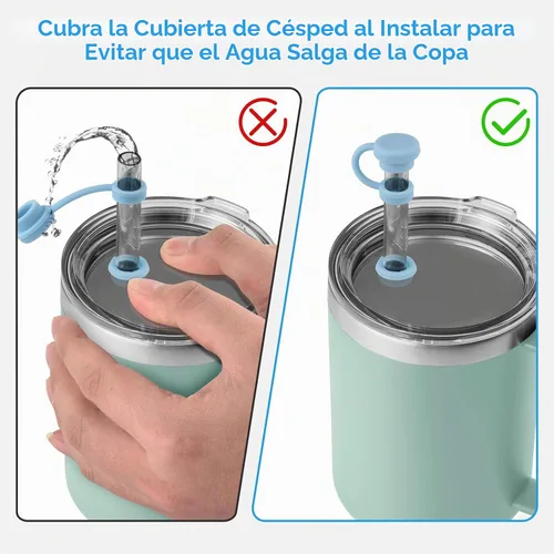 Vista 3 de ERKOON Juego de tapones de silicona para derrames compatible con vasos de paja YETI, accesorios para vasos, funda de popote de silicona, protectores