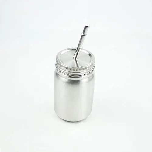 Vista 7 de Fenteer Tarro de acero inoxidable con tapa y pajilla, irrompible, apto para lavavajillas, vaso para niños y adultos, plateado, 23.7 fl oz, pared