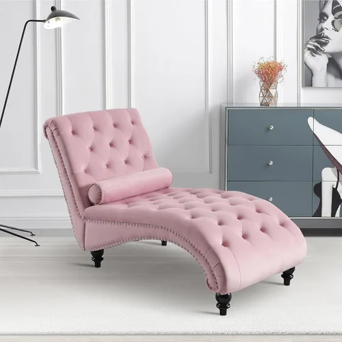 Vista 22 de Tumbona de piel sintética para interiores con almohada, moderna tumbona, sillas ergonómicas tapizadas de poliuretano sin brazos con botones