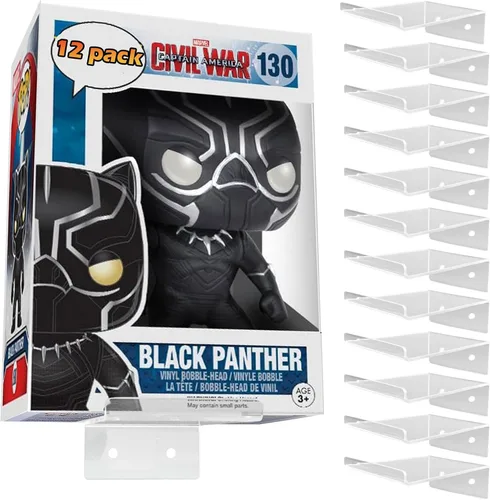 Vista 7 de Paquete de 12 estantes acrílicos negros para cajas Funko Pop, estante de exhibición de pared para figuras de juguete coleccionables, figura