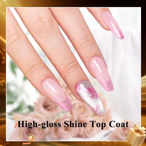 Vista 9 de Esmalte de uñas de gel transparente que no se limpia – Esmalte de uñas de gel transparente de alto brillo, larga duración y resistente al astillado