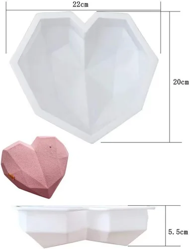Vista 5 de Juegos de moldes de silicona para chocolate antiadherentes para hornear bandeja con moldes en forma de corazón de diamante, martillos de madera