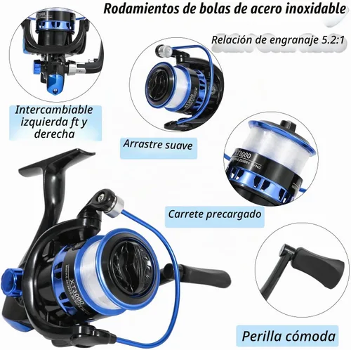 Vista 6 de Tripquips Caña de pescar, caña de pescar telescópica de 6.9 pies y carrete combinado con alicates de pesca y agarre de labios equipo de pesca