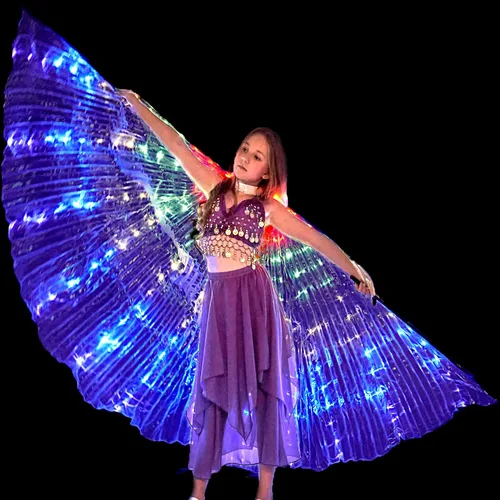 Vista 2 de HOMEHIGH Alas LED de danza del vientre para niñas con luces de mariposa con palo telescópico