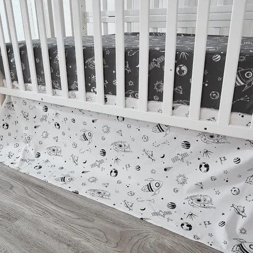 Vista 4 de Brandream Milky Way Space Galaxy - Juego de ropa de cama de 3 piezas para cuna de bebé niño y niña, con temática de cohete de nave espacial, ropa