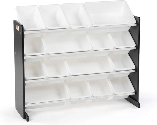 Vista 19 de Humble Crew Organizador de juguete extra grande, 16 contenedores de almacenamiento, espresso / blanco