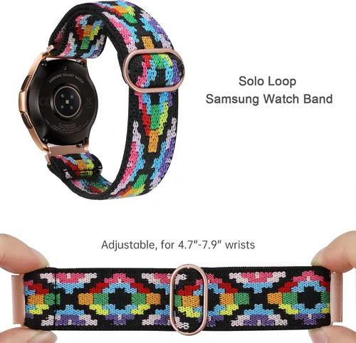 Vista 2 de TOYOUTHS Correa elástica de nylon de 20mm compatible con Samsung Galaxy Watch 7/6/5/4/FE/Active 2 de 40mm 44mm/Watch 6 Classic de 43/47mm/Watch 5