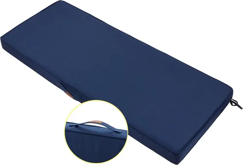 Vista 23 de FUNHOME Cojín de Banco para Exteriores 42 x 18 x 3 Pulgadas, Cojín de Sofá Portátil Resistente al Agua, Cojín de Columpio de Porche con Asa y Lazos