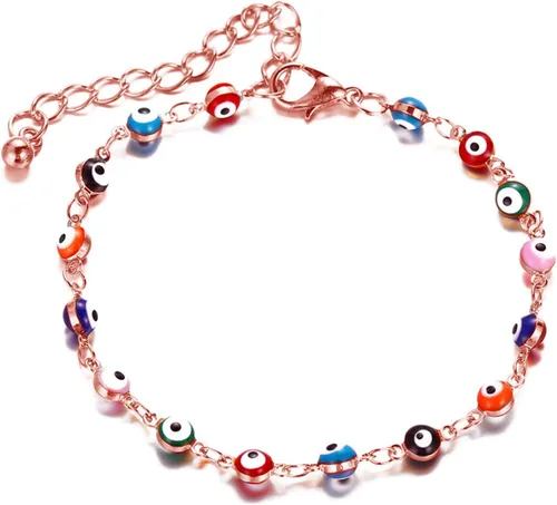 Vista 16 de choice of all Pulseras contra el mal de ojo azul, joyería Ojo Hamsa, delicadas pulseras de eslabones dorados para mujer, protección turca