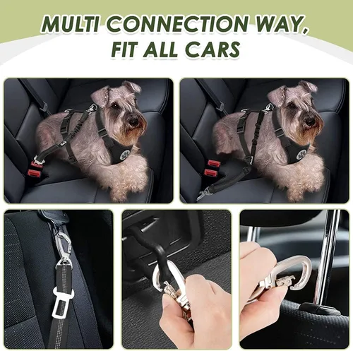 Vista 2 de SlowTon Arnés de Cinturón de Seguridad para Perro para Coche, Arnés de Coche para Perros Ajustable de Malla Transpirable y Arnés de Cinturón