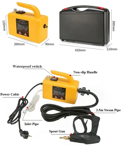 Vista 4 de Limpiador de vapor de alta presión, máquina de limpieza de vapor de alfombra de mano de 2600 W, limpiador de vapor portátil para el hogar, cocina