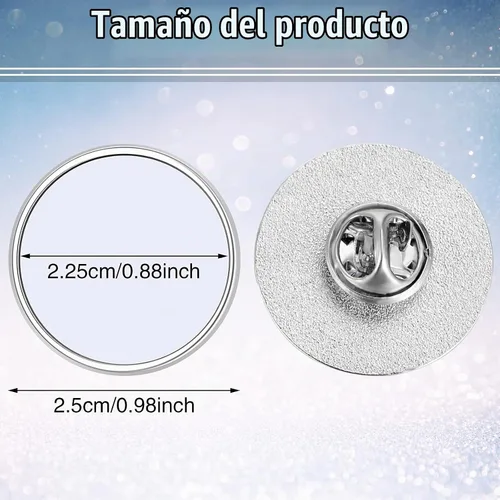 Vista 2 de Hicarer 10 pines de sublimación en blanco para botón, insignia de botón de bricolaje, sublimación, pines de base en blanco plateados