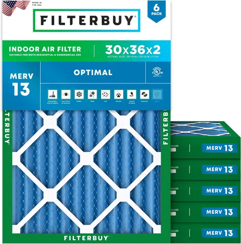 Vista 66 de Filterbuy Filtro de aire MERV 13 de 8 x 14 x 1 pulgadas para defensa óptima contra el humo y la alergia (paquete de 6), repuesto de filtros
