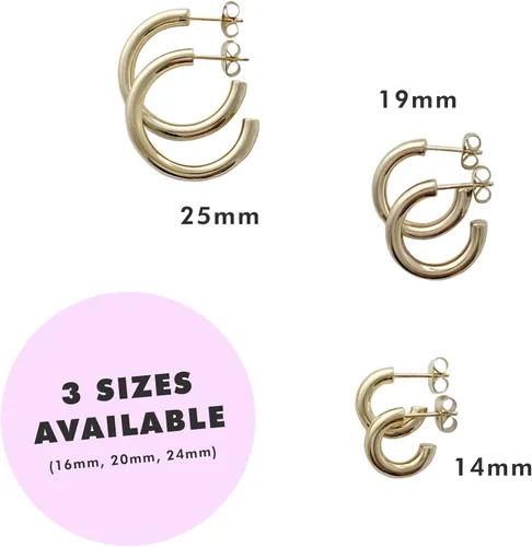 Vista 2 de HONEYCAT Aros Carolina pequeños, medianos y grandes y gruesos en oro, oro rosa o plata Joyería minimalista y delicada