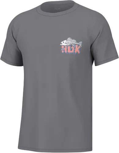 Vista 3 de HUK Mens Fishing Graphic Tee, Performance Short Sleeve, Quick-Dry Bass Bones - Búho nocturno